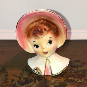 Enesco - MCM girl with pink bonnet bud vase